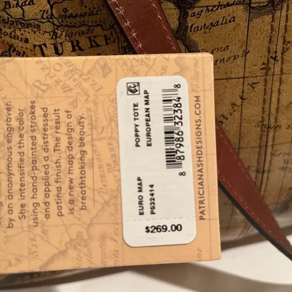 NWT Patricia Nash Leather European Map Collection Poppy Tote - Picture 14 of 15